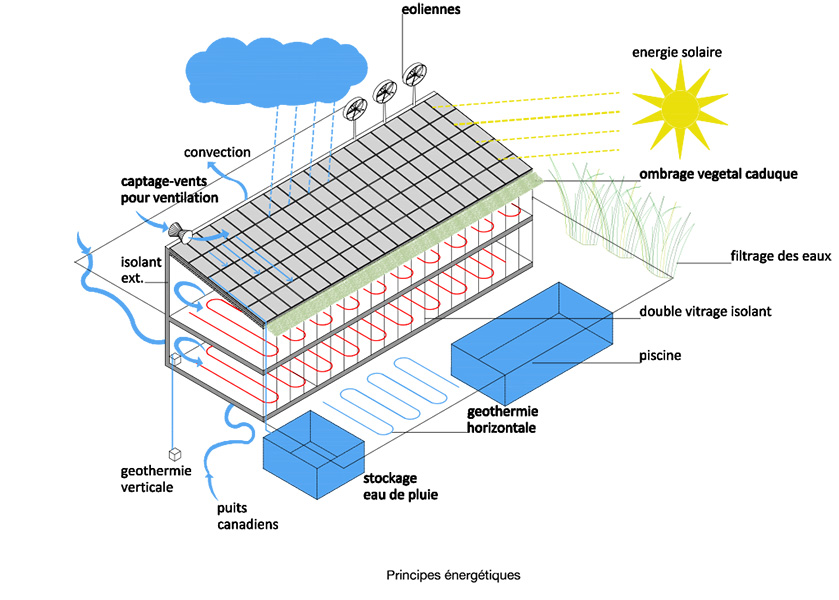 Ciel Rouge Création - Architecture - Dessin préaparatoire au projet d'urbanisme paysager à énergie positive au Montenegro